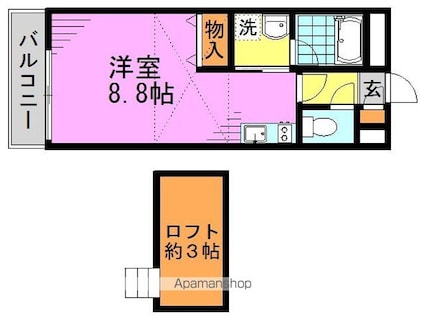 コンフォートⅡ[1R/24.33m2]の間取図