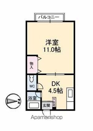 アクティブ竹原[1DK/33.6m2]の間取図