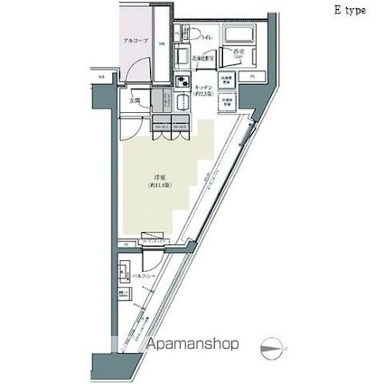 パークハウス東中野リヴゴーシュ[1R/33.58m2]の間取図
