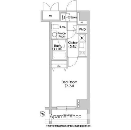 コンフォリア豊洲[1K/25.92m2]の間取図
