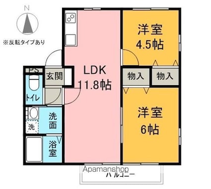 シティハイムナガタⅡ[2LDK/47.79m2]の間取図