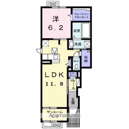福井県鯖江市下河端町[1LDK/50.03m2]の間取図