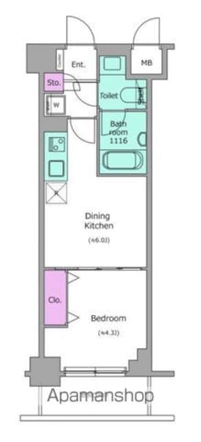 クレヴィアリグゼ西巣鴨[1DK/25.26m2]の間取図