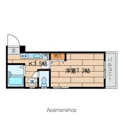 ソルクレスト北烏山[1K/23.8m2]の間取図