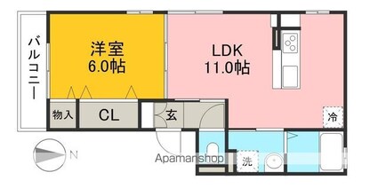 高知県高知市和泉町[1LDK/40.04m2]の間取図