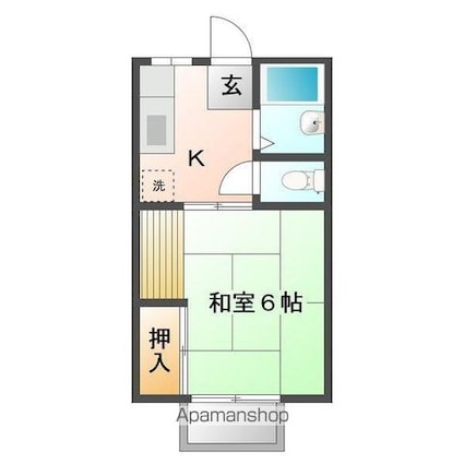 パナハイツクラタＢ[1DK/23.77m2]の間取図