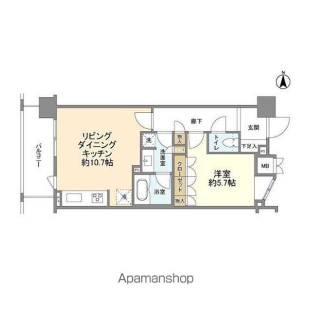 グランスイート　ラ・ヴィル[1LDK/43.4m2]の間取図