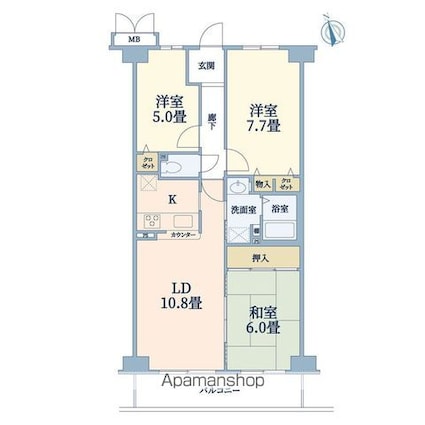 サンマンションアトレ大津堅田[3LDK/66.44m2]の間取図
