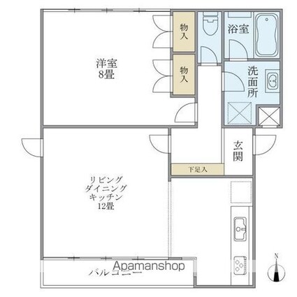 アールコート上野毛[1LDK/49.1m2]の間取図