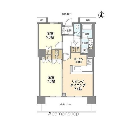 豊洲シエルタワー[2LDK/60.69m2]の間取図