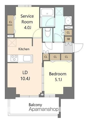 東京都板橋区熊野町[1SLDK/47.5m2]の間取図