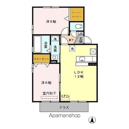 ロイヤルガーデン吉川　ＡＢＣＤＥ[2LDK/53.76m2]の間取図