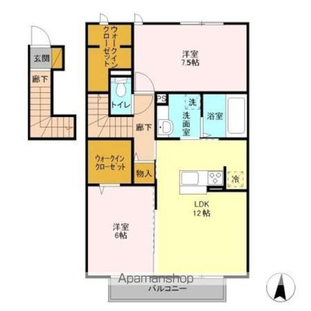 ボヌール[2LDK/68.74m2]の間取図