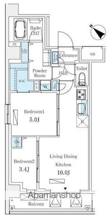 ＬＵＭＩＣＩＴＹ月島（ルミシティ月島）[2LDK/46.52m2]の間取図