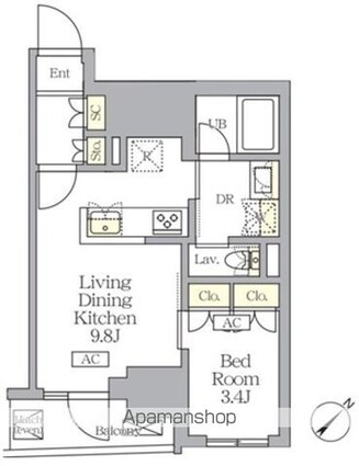 ＳーＲＥＳＩＤＥＮＣＥ日本橋馬喰町Ａｅｒｅ[1LDK/34.97m2]の間取図