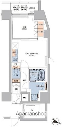 東京都世田谷区大原１丁目[1DK/34.4m2]の間取図