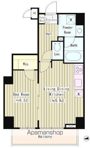 【新宿区西五軒町のマンションの間取り】