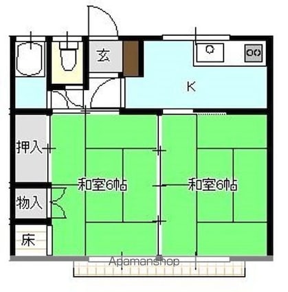 サカイアパート[2K/34m2]の間取図