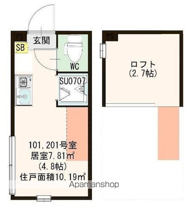 ハーモニーテラス中板橋Ⅲ[1R/10.19m2]の間取図