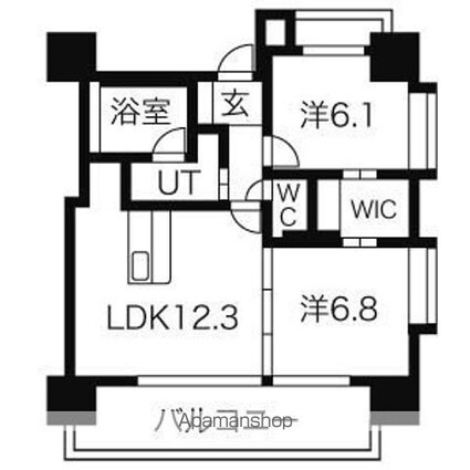 愛知県名古屋市東区泉３丁目[2LDK/59.33m2]の間取図