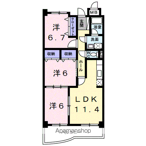 和歌山市新中島のマンションの間取り