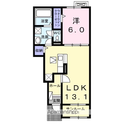 ＳＰＲＩＮＧ　ＨＩＬＬ　Ｂ[1LDK/50.05m2]の間取図