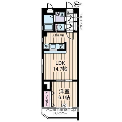 東京都世田谷区祖師谷３丁目[1LDK/46.26m2]の間取図