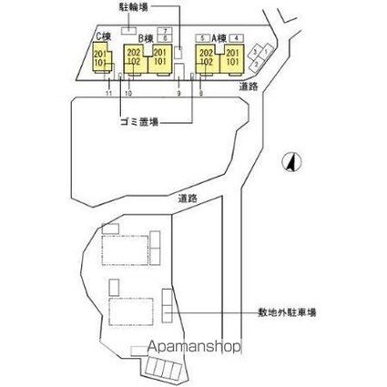 ビューラーＭ　Ｂ棟[3LDK/61.8m2]の配置図