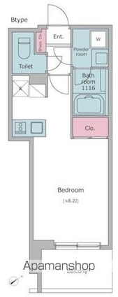 ライトテラス上野[1R/25.53m2]の間取図