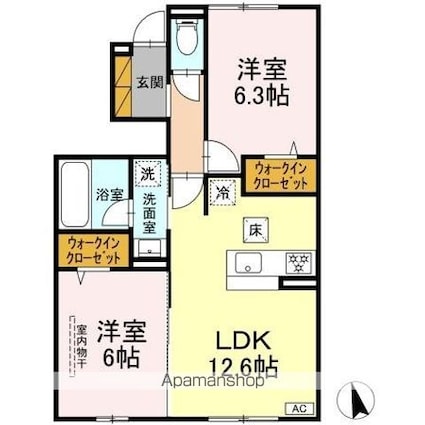 グレイスマチハタ[2LDK/57.09m2]の間取図