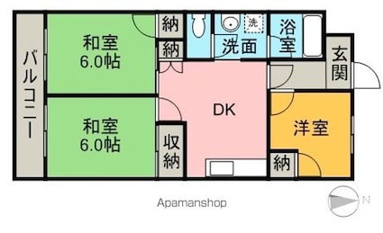 パソナⅤ・Ⅵ[3DK/56.16m2]の間取図