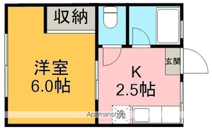 内田ハイツＡ棟[1K/18m2]の間取図