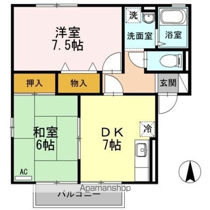 クレセントガーデン　Ⅲ[2DK/48.8m2]の間取図