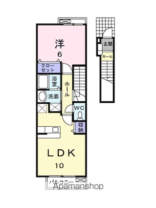 フルール　Ａ[1LDK/42.37m2]の間取図