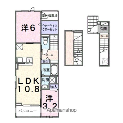 ホグワーツＢ[2LDK/58.06m2]の間取図
