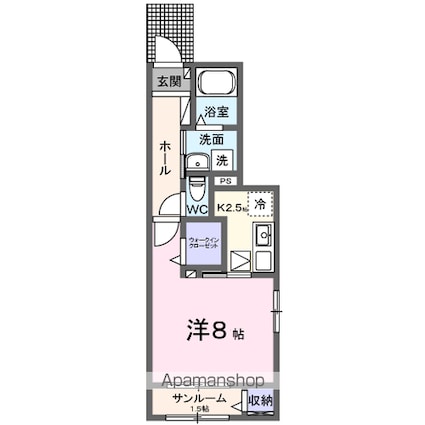 メルスィ[1K/33.2m2]の間取図