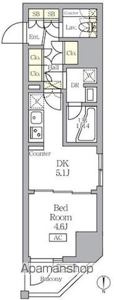 アジールコート王子[1DK/28.4m2]の間取図