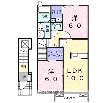 アウローラ[2LDK/54.85m2]の間取図