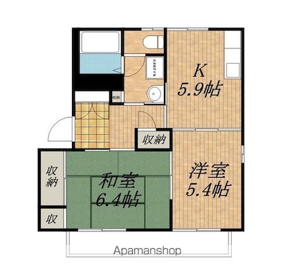 フレグランス高森ＡＢ[2K/43.54m2]の間取図