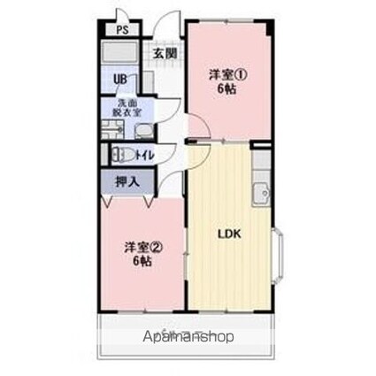 Ｌｉｍｐｉａグランドパーク早川[2LDK/48.6m2]の間取図