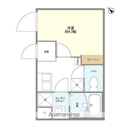 ＲＥＳＩＢＡ　ＡＹＡＳＥ[1K/18.03m2]の間取図