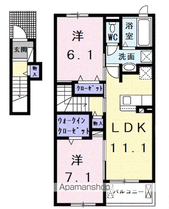 プルメリアⅠ[2LDK/59.14m2]の間取図
