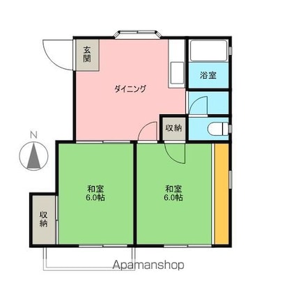 川口コーポ[2DK/36m2]の間取図