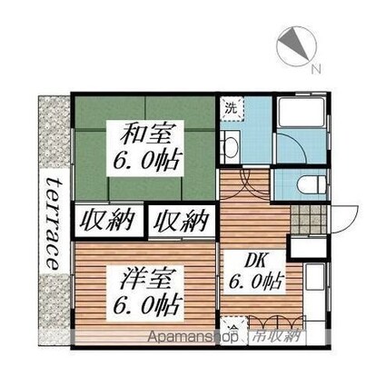 グリーンハイツ（小平市）[2DK/40m2]の間取図