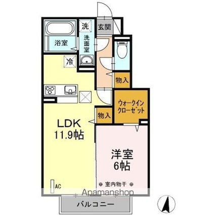 チェリーベルテ[1LDK/46.25m2]の間取図