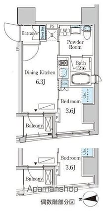 ザ・ライオンズフォーシア八丁堀[1DK/25.49m2]の間取図