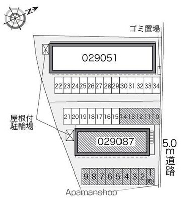 レオパレスグリーンハイツ平内Ｂ[1K/23.18m2]の配置図