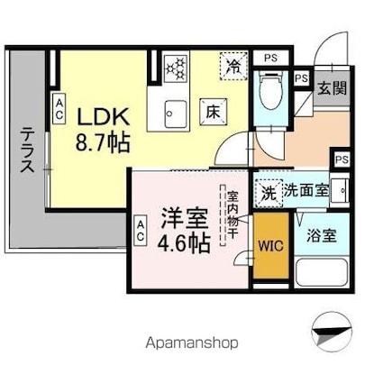 セレスティア祖師谷[1LDK/33.9m2]の間取図