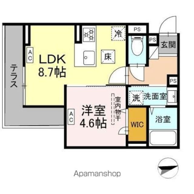 セレスティア祖師谷[1LDK/33.9m2]の間取図