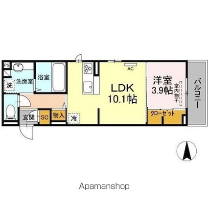 ウェイズＫ[1LDK/38.6m2]の間取図